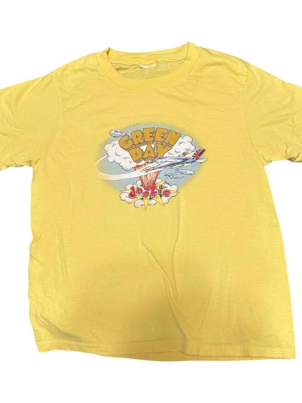 Source Unknown Yellow Green Day Graphic Crop Top